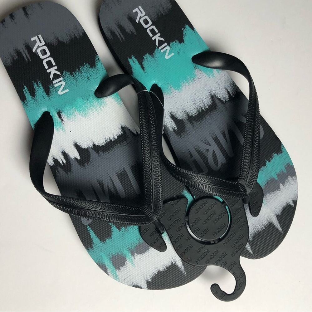 Rockin Men's Multi-color Beach Style Flip-flops Sz 10.5
